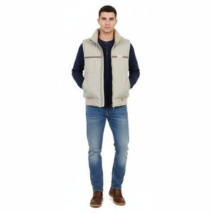 Levis Red Tab Puffer Vest Mens Medium Tan Mountain Outdoor Zip Down Feather